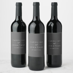 Étiquette Pour Bouteilles De Vin Mariage moderne minimaliste élégant personnalisé N