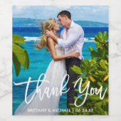 Étiquette Pour Bouteilles De Vin Mariage Moderne Pinceau Script Merci Photo (Étiquettes simples)