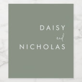 Étiquette Pour Bouteilles De Vin Mariage moderne Sage Green Fiançailles (Étiquettes simples)