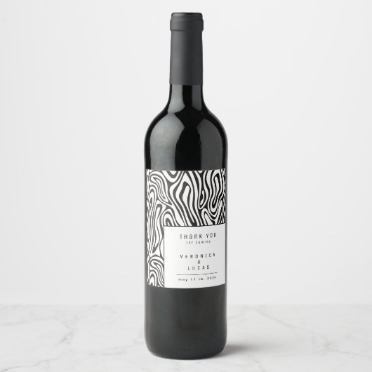 Étiquette Pour Bouteilles De Vin Mariage monochrome Motif moderne (Devant)