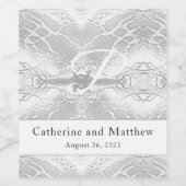 Étiquette Pour Bouteilles De Vin Mariage monogramme blanc Faux-Satin (Étiquettes simples)