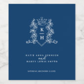 Étiquette Pour Bouteilles De Vin Mariage monogramme bleu marine bleu foncé photo co (Étiquettes simples)