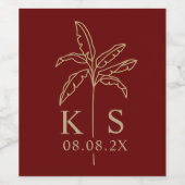 Étiquette Pour Bouteilles De Vin Mariage Monogramme Logo Palm Tree Vin Étiquette (Étiquettes simples)