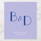 Étiquette Pour Bouteilles De Vin Mariage Monogramme moderne Lavande Bleue (Étiquettes simples)