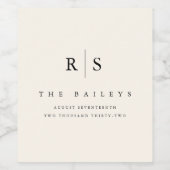 Étiquette Pour Bouteilles De Vin Mariage Monogramme noir & écrin classique (Étiquettes simples)