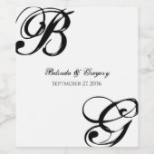Étiquette Pour Bouteilles De Vin Mariage Monogramme noir et blanc (Étiquettes simples)