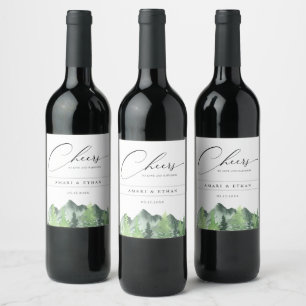 Étiquette Pour Bouteilles De Vin Mariage Montagne Forêt Rustique