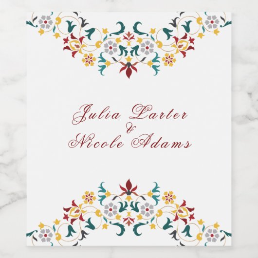 Étiquette Pour Bouteilles De Vin Mariage Motif classique complexe de géométrie vint (Étiquettes simples)