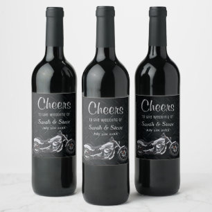 Étiquette Pour Bouteilles De Vin Mariage moto Chevaux Étiquette de vin