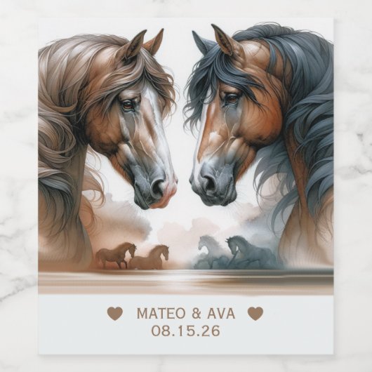 Étiquette Pour Bouteilles De Vin Mariage naturel des chevaux spéciaux (Étiquettes simples)