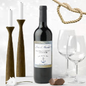 Étiquette Pour Bouteilles De Vin Mariage nautique Ancre bleu et or