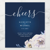 Étiquette Pour Bouteilles De Vin Mariage Navy et Rose Lilas (Étiquettes simples)