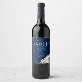 Étiquette Pour Bouteilles De Vin Mariage Navy et Rose Lilas (Devant)
