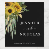 Étiquette Pour Bouteilles De Vin Mariage noir de tournesol noir moderne (Étiquettes simples)