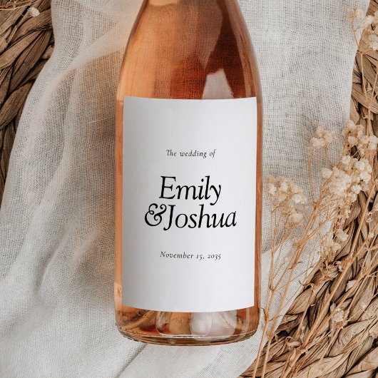 Étiquette Pour Bouteilles De Vin Mariage noir et blanc moderne