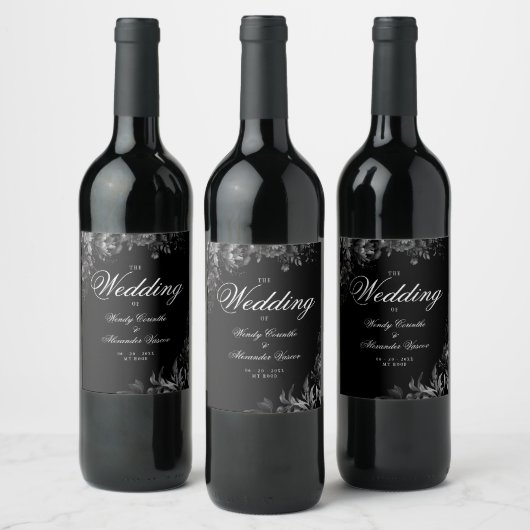 Étiquette Pour Bouteilles De Vin Mariage noir gothique classique (Bouteilles)