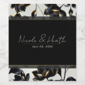 Étiquette Pour Bouteilles De Vin Mariage noir & or Floral Greige (Étiquettes simples)