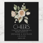 Étiquette Pour Bouteilles De Vin Mariage noir Rose rose pâle (Étiquettes simples)