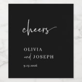 Étiquette Pour Bouteilles De Vin Mariage noir simple et moderne (Étiquettes simples)