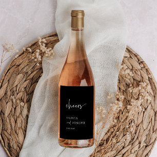 Étiquette Pour Bouteilles De Vin Mariage noir simple et moderne