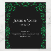 Étiquette Pour Bouteilles De Vin Mariage noir vert (Étiquettes simples)