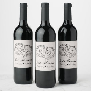Étiquette Pour Bouteilles De Vin Mariage Occidental Cheval Rustique Campagne Jeunes