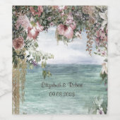 Étiquette Pour Bouteilles De Vin Mariage Océan Fleurs Chic (Étiquettes simples)