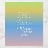 Étiquette Pour Bouteilles De Vin Mariage Ombre arc-en-ciel bleu rose (Étiquettes simples)