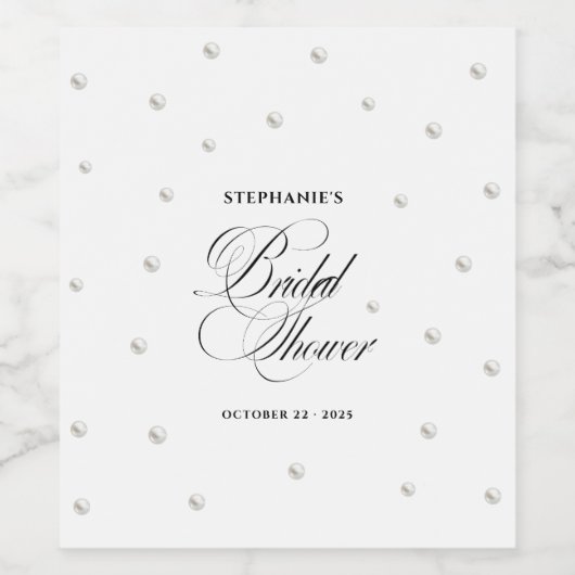 Étiquette Pour Bouteilles De Vin Mariage Perles Blanches (Étiquettes simples)