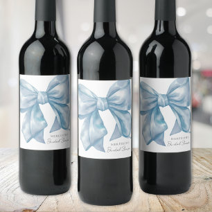 Étiquette Pour Bouteilles De Vin Mariage personnalisé avec un nœud bleu pour la fêt