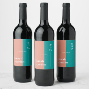 Étiquette Pour Bouteilles De Vin Mariage personnalisé sur des dunes de plage modern