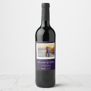Étiquette Pour Bouteilles De Vin Mariage photo en bois violet Étiquette de vin
