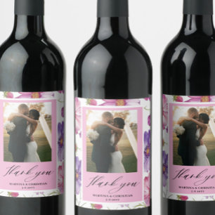 Étiquette Pour Bouteilles De Vin Mariage photo moderne Purple Rose Blossom