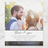 Étiquette Pour Bouteilles De Vin Mariage Photo Script Merci Favoriser (Étiquettes simples)