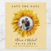 Étiquette Pour Bouteilles De Vin Mariage photo tournesol rustique enregistrer la da (Étiquettes simples)