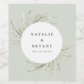 Étiquette Pour Bouteilles De Vin Mariage Plage Pampas Cadre Grass (Étiquettes simples)