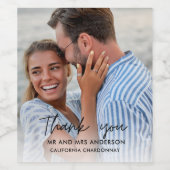 Étiquette Pour Bouteilles De Vin Mariage plage photo Merci Favour (Étiquettes simples)