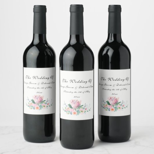 Étiquette Pour Bouteilles De Vin Mariage Protea (Bouteilles)