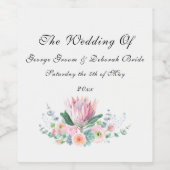 Étiquette Pour Bouteilles De Vin Mariage Protea (Étiquettes simples)