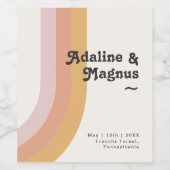 Étiquette Pour Bouteilles De Vin Mariage Rainbow des années 70 (Étiquettes simples)