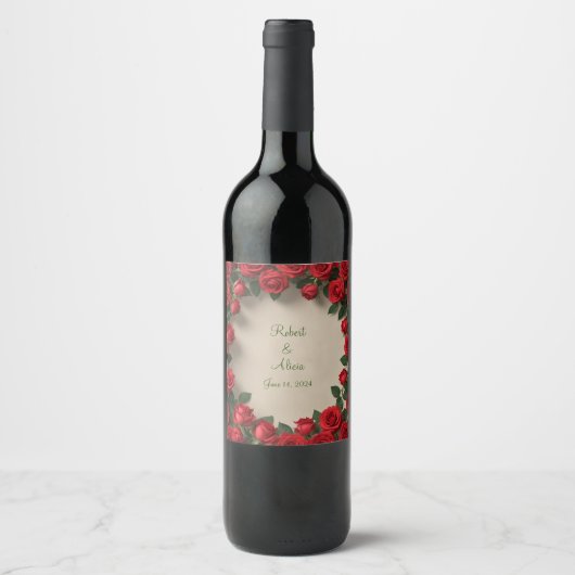 Étiquette Pour Bouteilles De Vin Mariage Red Rose (Devant)