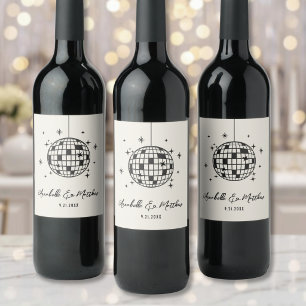 Étiquette Pour Bouteilles De Vin Mariage Rétro Disco Dessiné à la Main