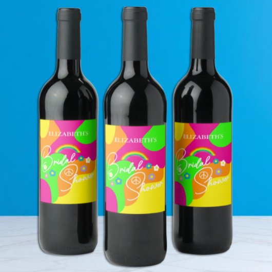 Étiquette Pour Bouteilles De Vin Mariage rétro funky