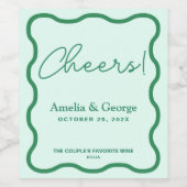 Étiquette Pour Bouteilles De Vin Mariage rétro Mint Wavy (Étiquettes simples)