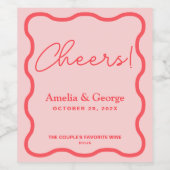 Étiquette Pour Bouteilles De Vin Mariage rétro rose (Étiquettes simples)