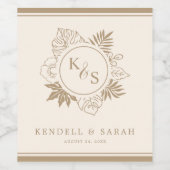 Étiquette Pour Bouteilles De Vin Mariage romantique de verdure tropicale (Étiquettes simples)