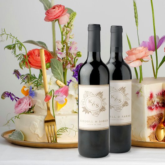 Étiquette Pour Bouteilles De Vin Mariage romantique de verdure tropicale