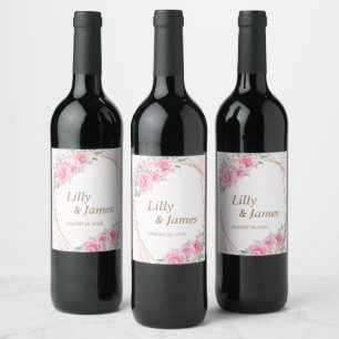 Étiquette Pour Bouteilles De Vin Mariage rose floral