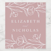 Étiquette Pour Bouteilles De Vin Mariage Rose floral Dusty (Étiquettes simples)