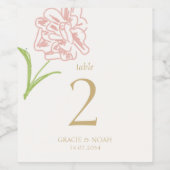 Étiquette Pour Bouteilles De Vin Mariage rose rose vierge Numéro de table (Étiquettes simples)